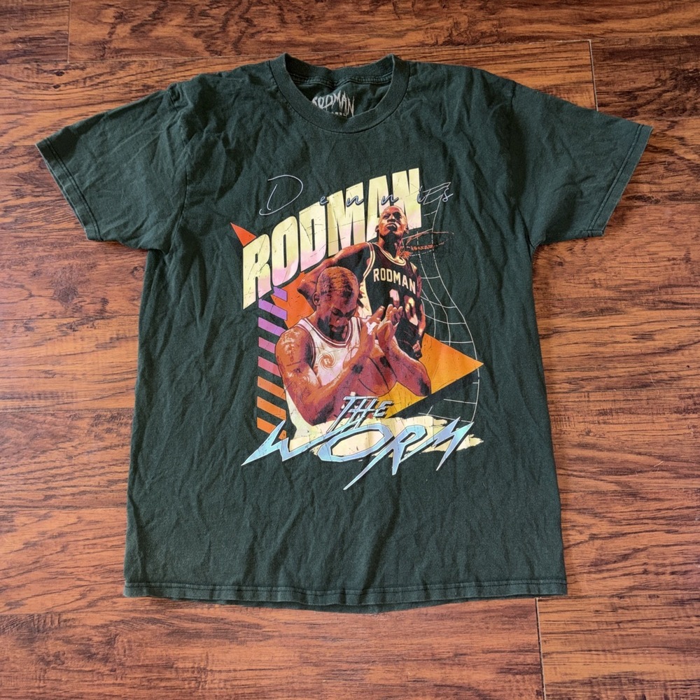 Vintage Rodman Apparel T Shirt Mens Large Green The Worm Dennis Rodman Graphic